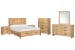 Laramie - Queen Panel Storage Bed, 2 Nightstands, Double Drawer Dresser With Landscape Mirror And Drawer Chest - Honey Wheat