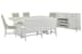Heron Cove - Extendable Trestle Dining Table With 2 Upholstered Side Chairs, 2 Host Chairs, Bench And Buffet - Chalk White And Dovetail Gray