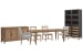 Lindon - Extendable Rectangular Dining Table With 2 Side Chairs, 2 Arm Chairs, Buffet And Cabinet - Belgian Wheat / Gray