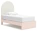 Wistenpine - Blush - Twin Upholstered Panel Bed With Side Storage