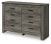 Frandern - 6 Pc. - Dresser, Mirror, Chest, Full Bookcase Panel Bed - Gray