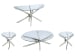 Zila - Oval Cocktail Table With 2 End Tables And Demilune Sofa Table - Brushed Nickel