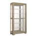 Light Wood Modern 5-Shelf Sliding Door Curio With LED Light - Light Brown