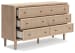 Cielden - Soft Gray / Beige - 6 Pc. - Dresser, Mirror, Chest, California King Upholstered Bed With Roll Slats, 2 Nightstands