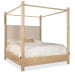 Retreat - Pole Rattan King Upholstered Poster Bed With Canopy - Beige