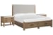 Plum Creek - King Upholstered Panel Storage Bed With 2 Open Nightstands - Sierra Brown / White