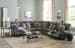 Como - 5 Piece Italian Leather Match Power Reclining Sectional With 2 Lay Flat Reclining Seats - Steel