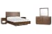 Selena - California King Panel Bed, 2 Open Nightstands And Drawer Dresser With Landscape Mirror - Brown