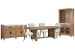 Plum Creek - Extendable Trestle Dining Table With 4 Upholstered Side Chairs, Server And Display Cabinet - Sierra Brown