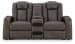 Fyne-Dyme - Shadow - Power Reclining Loveseat with Console/Adj Hdrst