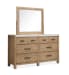 Plum Creek - King Upholstered Panel Storage Bed And Drawer Dresser With Landscape Mirror - Sierra Brown / White