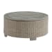 Ollie - 4 Piece Patio Conversation Set (Curved Loveseat, Two Console & Round Coffee Table) - Tan And Olefin White Cream