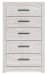 Cayboni - Whitewash - Five Drawer Chest