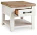 Savonport - Rectangular End Table - White / Brown