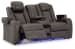 Fyne-Dyme - Shadow - Power Reclining Loveseat with Console/Adj Hdrst