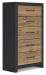 Vertani - Black / Honey Brown - Five Drawer Chest
