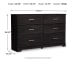 Belachime - Charcoal - Six Drawer Dresser