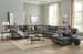 Como - 7 Piece Italian Leather Match Power Reclining Sectional With 2 Lay Flat Reclining Seats And RSF Chaise - Steel