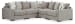Aslan Court - Pebble - 6 Pc. - 5-Piece Sectional, Ottoman
