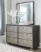 Maretto - Brown / Beige - 5 Pc. - Dresser, Mirror, Queen Upholstered Panel Bed