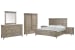 Paxton Place - King Panel Bed, 2 Nightstands, Drawer Dresser With Landscape Mirror And Door Chest - Dovetail Gray