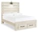 Cambeck - Full Panel Bed With 2 Storage Drawers - Whitewash