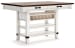 Valebeck - White / Brown - Rect Dining Room Counter Table With Wine Rack