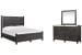 Plum Creek - California King Panel Bed And Drawer Dresser With Landscape Mirror - Ravenwood Black