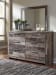 Derekson - Multi Gray - King Panel Bed With 4 Storage Drawers - 10 Pc. - Dresser, Mirror, Chest, King Bed, 2 Nightstands