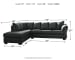 Darcy - Black - Left Arm Facing Corner Chaise, Right Arm Facing Sofa Sectional