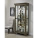 Traditional Sliding Door Curio With Glass Shelves And LED Light - Dark Brown