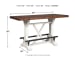 Valebeck - White/Brown - 6 Pc. - Rectangular Dining Room Counter Table, 4 Swivel Barstools, Dining Room Server