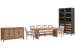 Lindon - Trestle Dining Table With 4 Side Chairs, 2 Arm Chairs, Buffet And Cabinet - Belgian Wheat / Gray