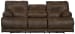 Voyager - Fabric Power Lay Flat Reclining Sofa With 3 Recliners And Drop Down Table - Elk
