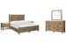 Plum Creek - King Panel Storage Bed, 2 Open Nightstands And Drawer Dresser With Landscape Mirror - Sierra Brown