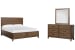 Ridgefield - Queen Panel Storage Bed And Double Drawer Dresser With Landscape Mirror - Russet