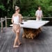 Stonewood - Indoor-Outdoor Ping-Pong Dining Table - White / Woodtone