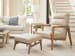 Sunset Key - Hayley Leather Ottoman - Beige / Light Brown