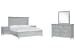 Charleston - California King Panel Bed, 2 Nightstands And Drawer Dresser With Landscape Mirror - Harbor Gray