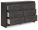 Hollivern - Dark Gray - Six Drawer Dresser