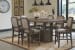 Wyndahl - Rustic Brown - 7 Pc. - Rectangular Counter Table with Storage, 6 Upholstered Barstools