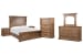 Gallant Grove - Queen Panel Bed, 2 Nightstands, Drawer Dresser With Landscape Mirror And Drawer Chest - Brown