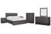 Kinsley - Queen Panel Bed, 2 Nightstands, Drawer Dresser With Portrait Mirror And Drawer Chest - Black Heron