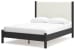 Cadmori - Black / White - Queen Upholstered Panel Bed