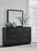 Rowanbeck - 4 Pc. - Dresser, Mirror, California King Upholstered Panel Bed - Gray / Black