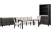 Plum Creek - Rectangular Dining Table With 6 Upholstered Side Chairs, Sideboard And Display Cabinet - Ravenwood Black / White