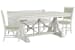 Heron Cove - Extendable Trestle Dining Table With 2 Upholstered Side Chairs And Bench - Chalk White And Dovetail Gray
