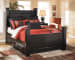Shay - Almost Black - Queen Poster Bed with 2 Storage Drawers