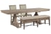 Paxton Place - Extendable Trestle Dining Table With 2 Step Upholstered Side Chairs And Upholstered Bench - Dovetail Gray
