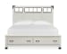 Harper Springs - Complete Queen Panel Storage Bed With Metal / Wood Headboard - Silo White